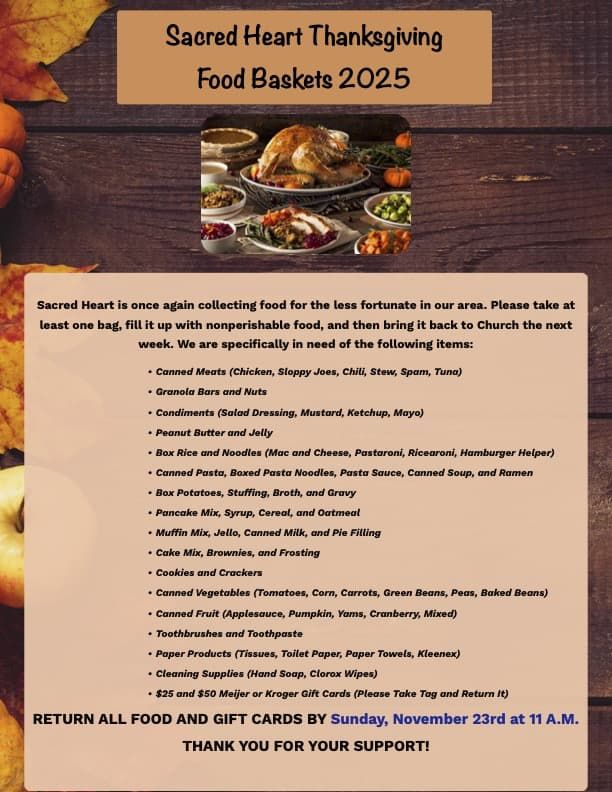 Sacred Heart's Thanksgiving Food Basket Collection