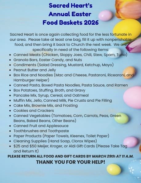 Sacred Heart's Annual Easter Food Basket Drive for Those In Need
