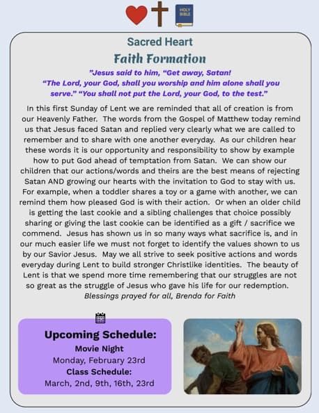Sacred Heart's Faith Formation News