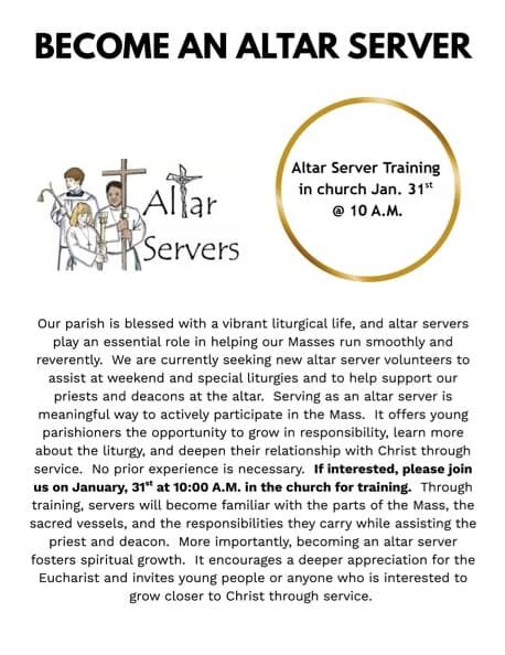 Become an Altar server at Sacred Heart