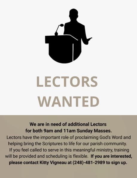 Lectors Needed for Sunday Masses - Join Today!