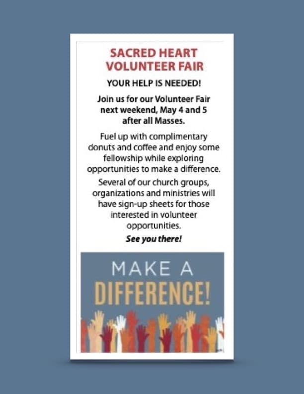 Sacred Heart's Ministry Sign Up Weekend