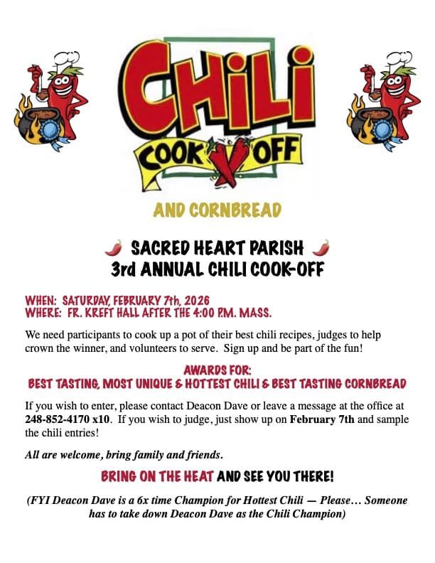 Sacred Heart's Annual Chili Cookoff - Bring on the Heat!