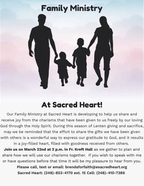 Sacred Heart's Family Ministry Meeting - Join Us Today!