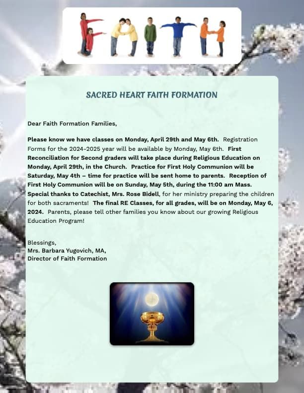 Sacred Heart's Religious Ed News