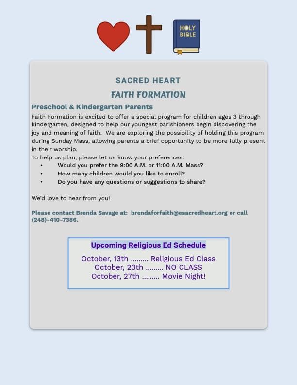 Sacred Heart Religious Ed News