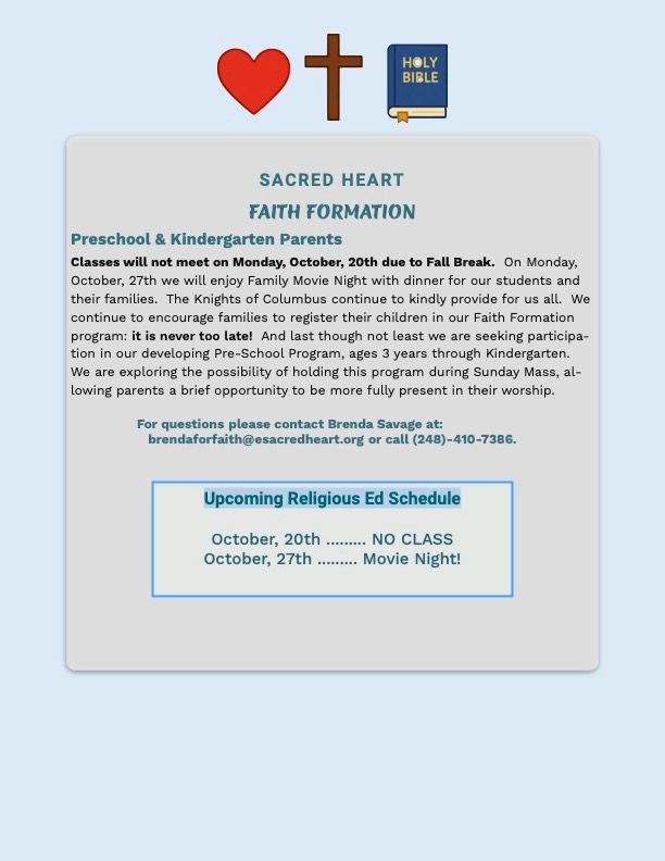 Sacred Heart Religious Ed News