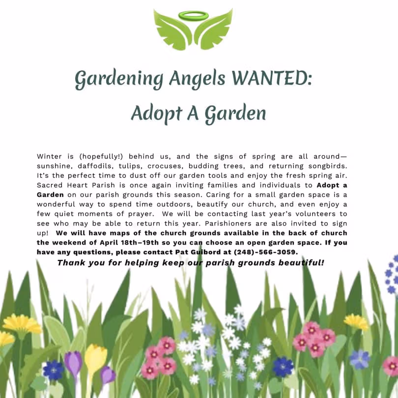 Sacred Heart's Gardening Angels Ministry Sign Up