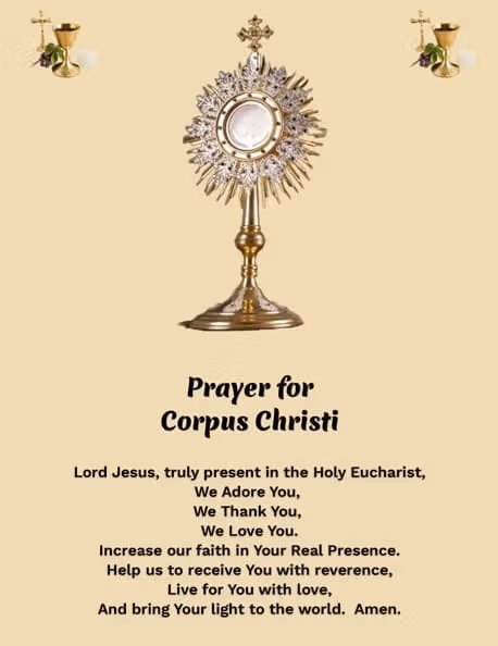 Prayer for Corpus Christi - Most Holy Body and Blood of Jesus Christ