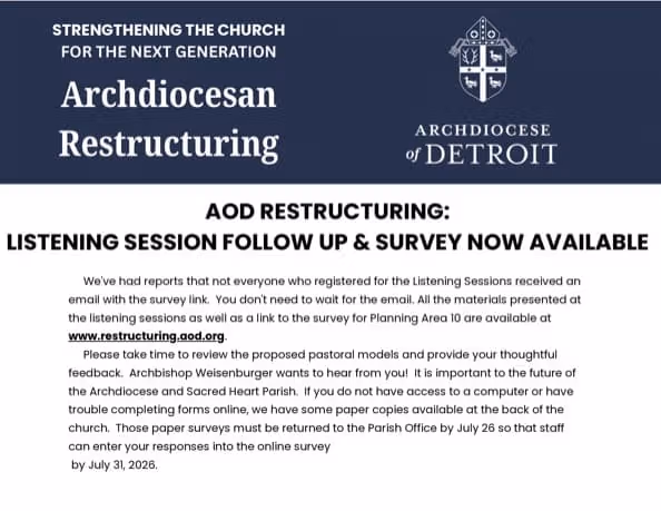 Archdiocean Restructuring - Listening Session Survey