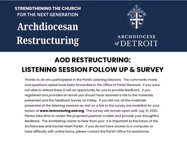 Archdiocean Restructuring - Listening Session Survey