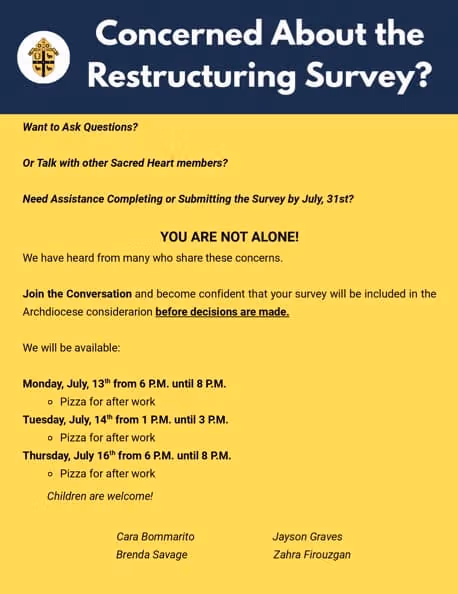 Archdiocesan Restructuring Survey Discussion at Sacred Heart
