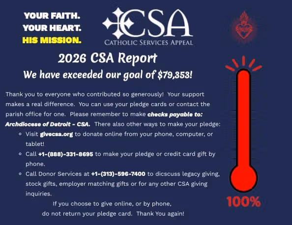 Catholic Services Appeal 2026 - Sacred Heart Progress Report