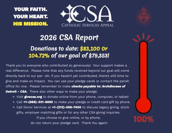 Catholic Services Appeal 2026 - Sacred Heart Progress Report
