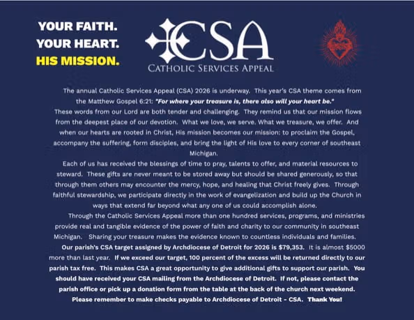 Catholic Services Appeal 2026 - Sacred Heart