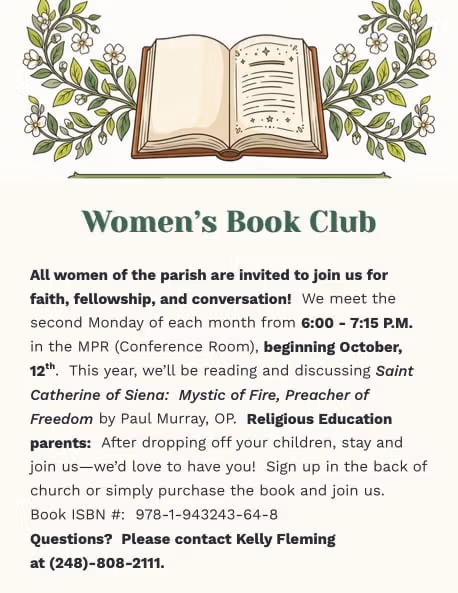 Women's Book Club at Sacred Heart