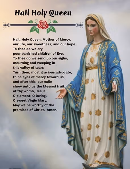 Hail Holy Queen Prayer for the Blessed Mother Mary