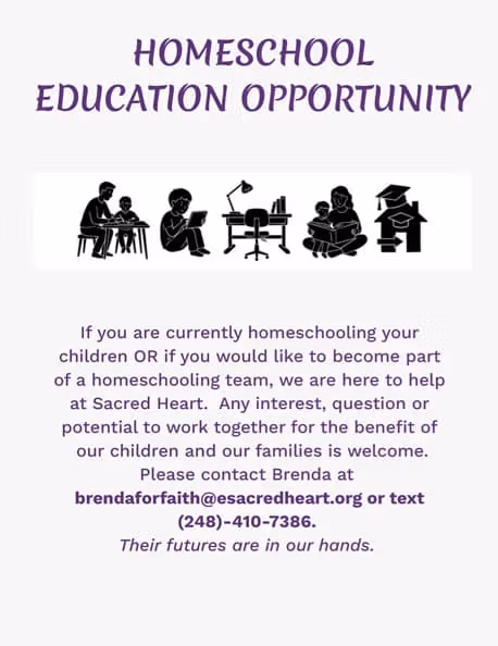 Homeschooling Opportunity at Sacred Heart