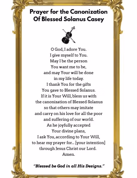 Prayer for the Canonization Of Blessed Solanus Casey