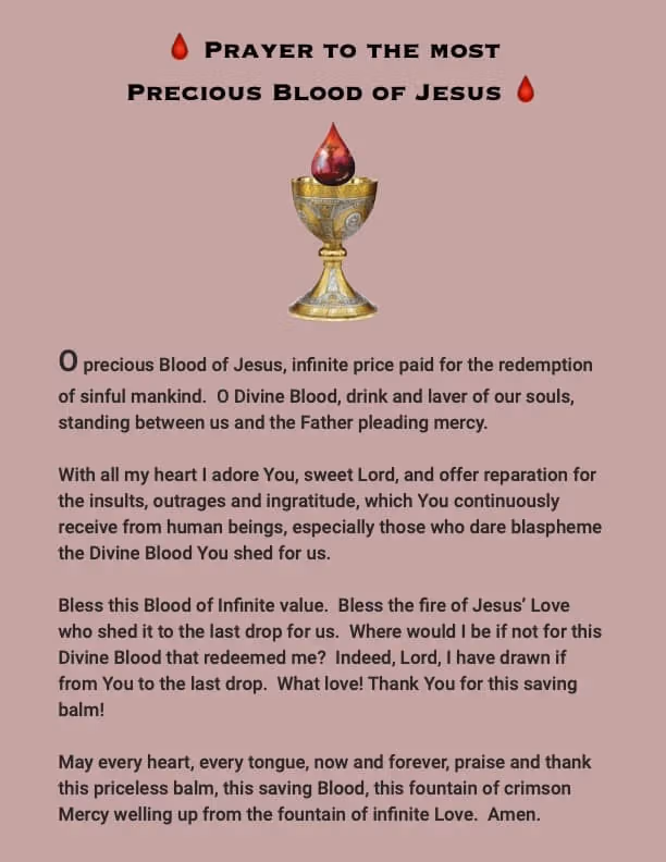 Prayer to the Most Precious Blood of Jesus Christ