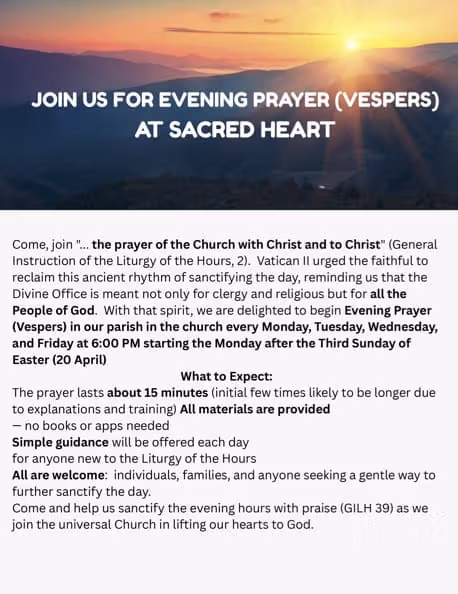 Sacred Heart's Evening Prayers