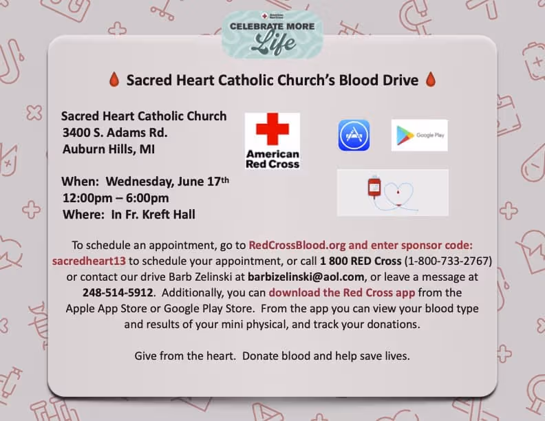 Sacred Heart's Summer Blood Drive - Helping Those In Need!