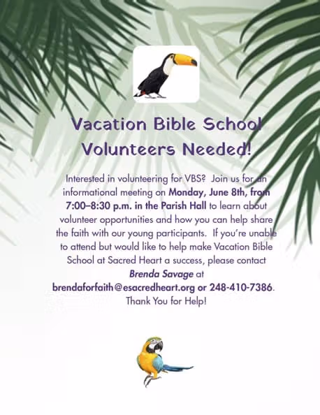 Vacation Bible School 2026 Volunteer's Meeting